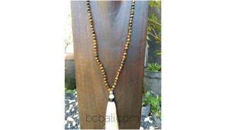 prayer necklaces tassels wooden beads organic